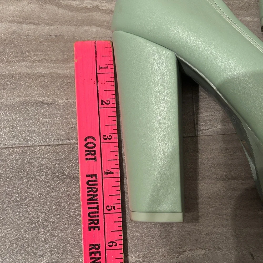 Rag & Co Mint Green Chunky Heel Platform Loafers